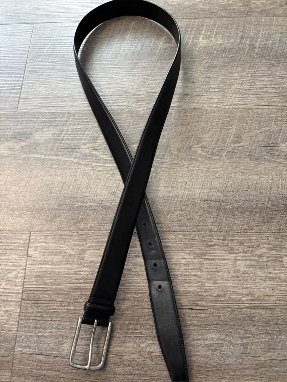 Coach Black Leather Men's Belt with Silver Buckle